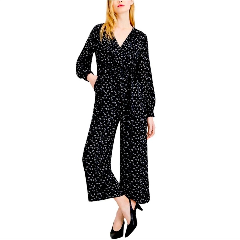 Maison Jules Womens Floral Jumpsuit, Black Size 14